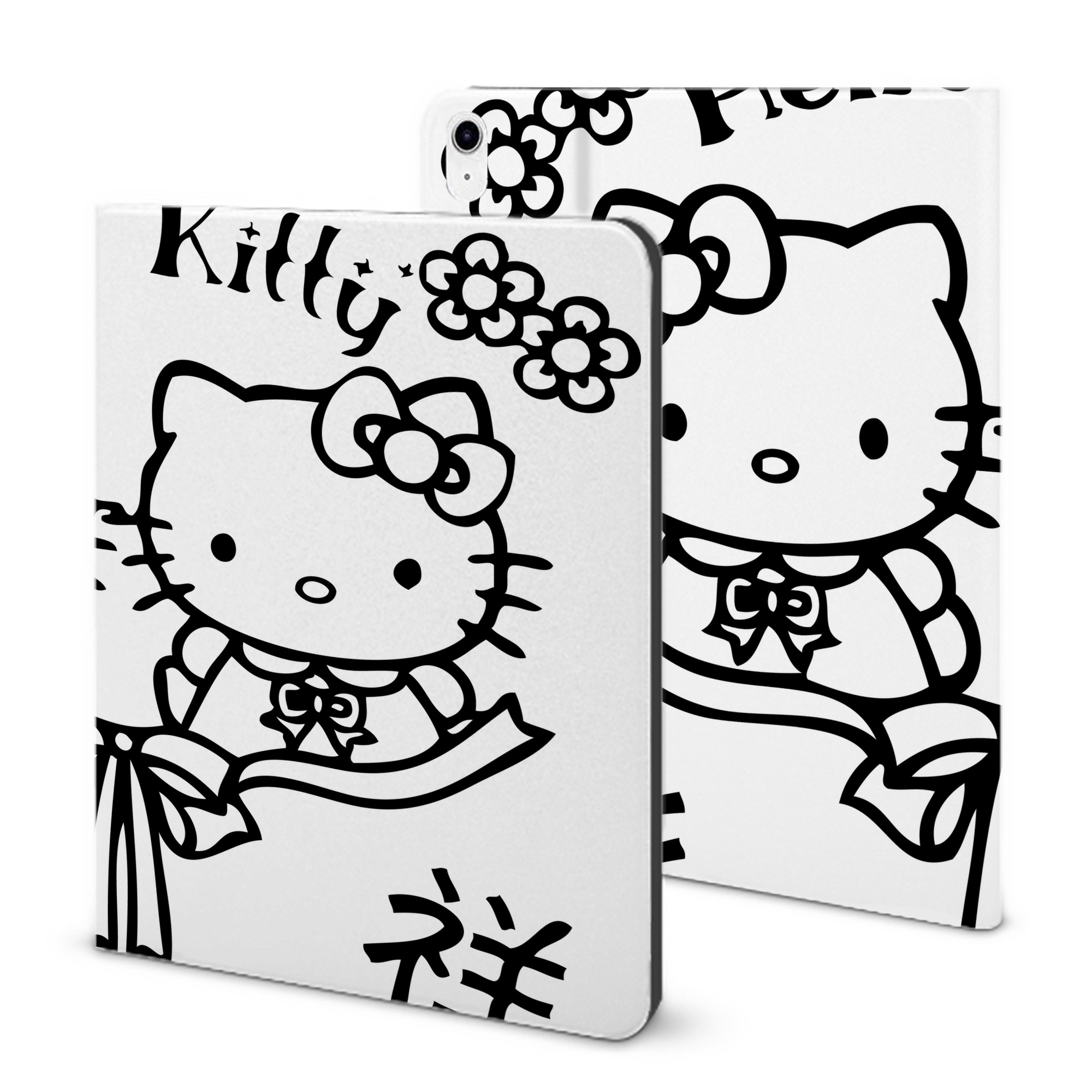 （画像用） Hello Kitty ハローキティ IPad ケース ブック型 PUレザー TPU 耐衝撃 軽量 薄型 ペン収納なし 全面保護 IPad 各モデル対応
